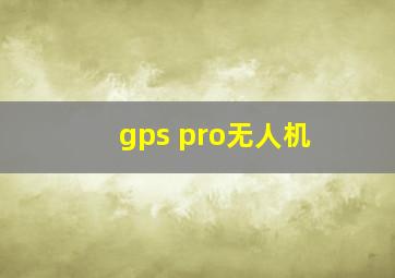 gps pro无人机